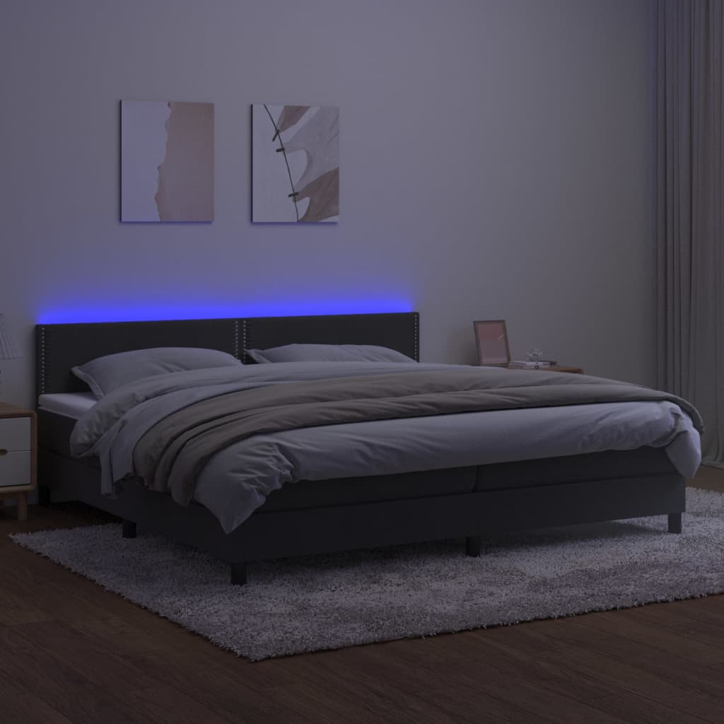 Letto a Molle con Materasso e LED Grigio Scuro 200x200 cm - homemem39
