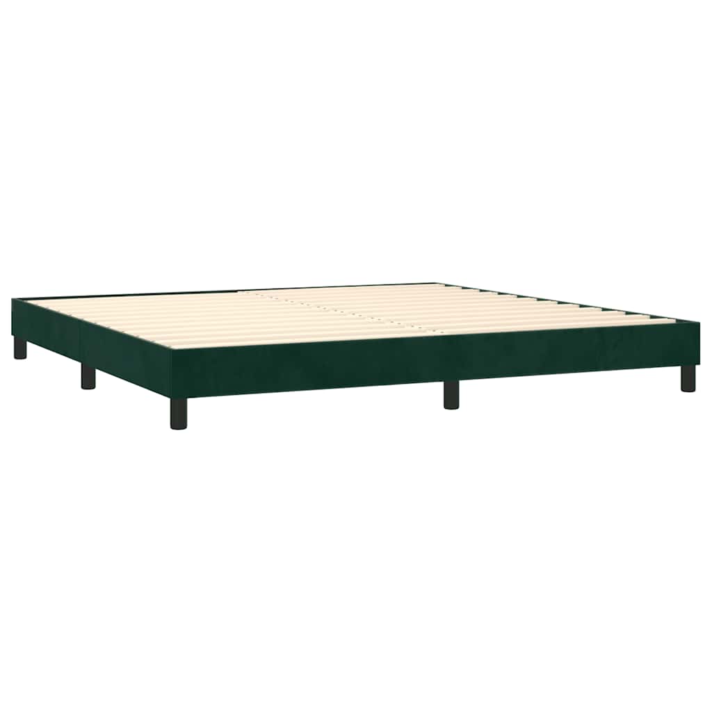 Letto a Molle con Materasso e LED Verde Scuro 200x200cm Velluto | homemem39