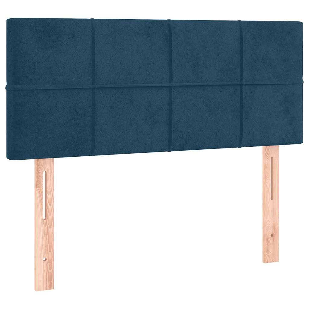 Letto a Molle con Materasso e LED Blu Scuro 90x190cm in Velluto