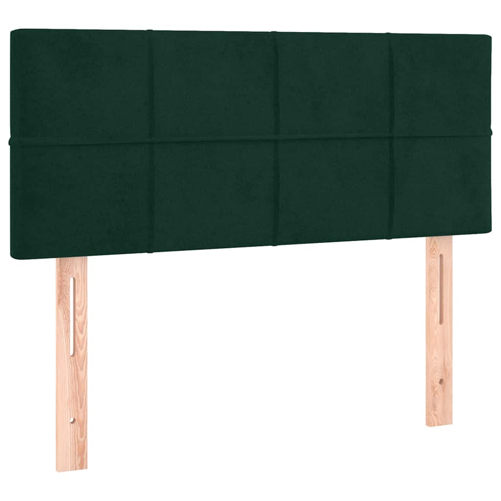 Letto a Molle con Materasso e LED Verde Scuro 90x200cm Velluto