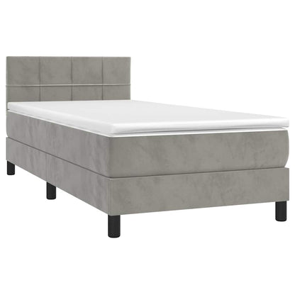 Letto a Molle con Materasso e LED Grigio Chiaro 100x200 cm