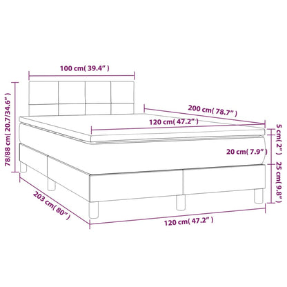 Letto a Molle con Materasso e LED Grigio Scuro 120x200 cm