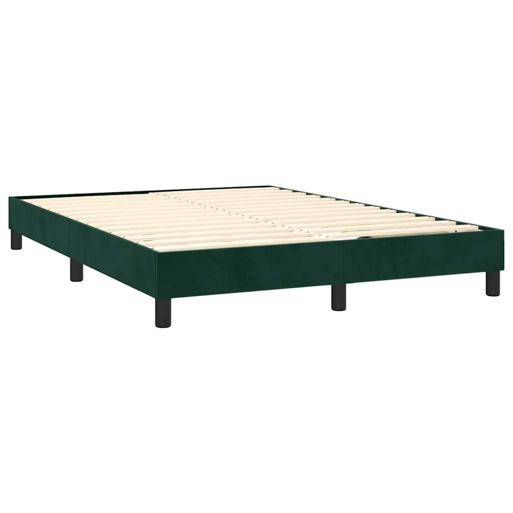 Letto a Molle con Materasso e LED Verde Scuro 140x190cm Velluto