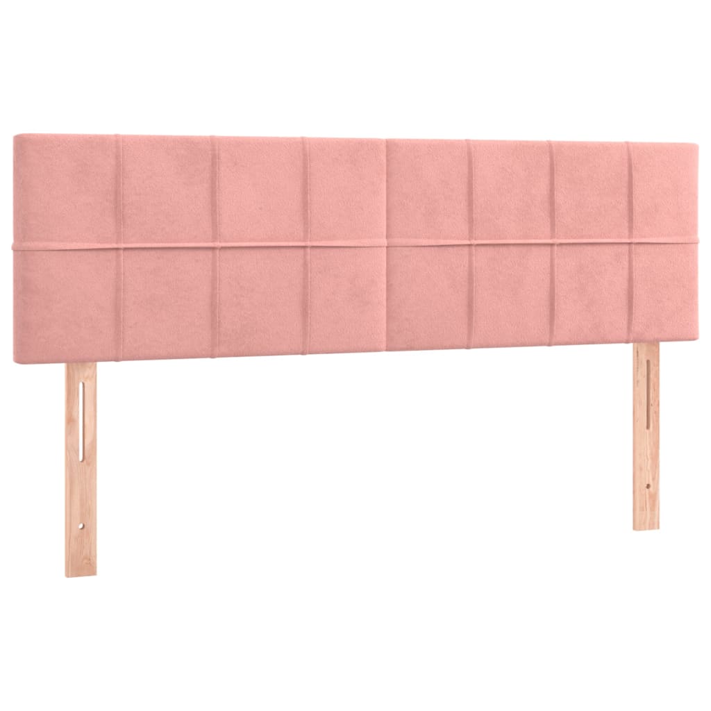 Letto a Molle con Materasso e LED Rosa 140x190 cm in Velluto