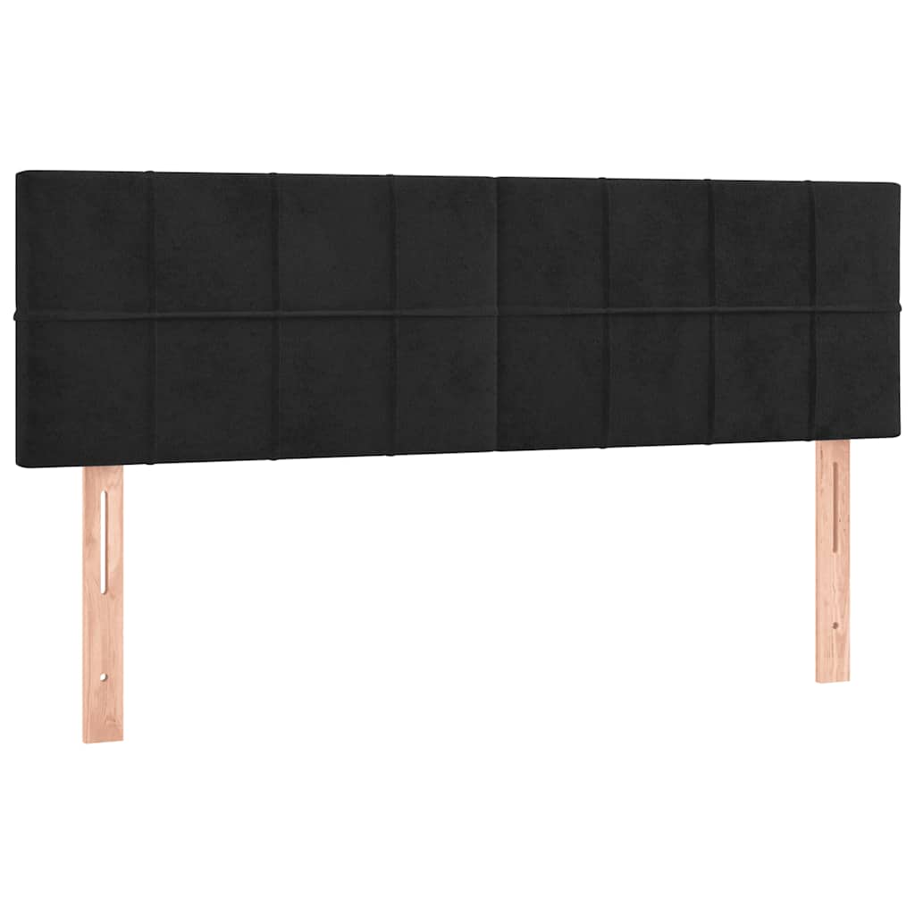 Letto a Molle con Materasso e LED Nero 140x200 cm in Velluto