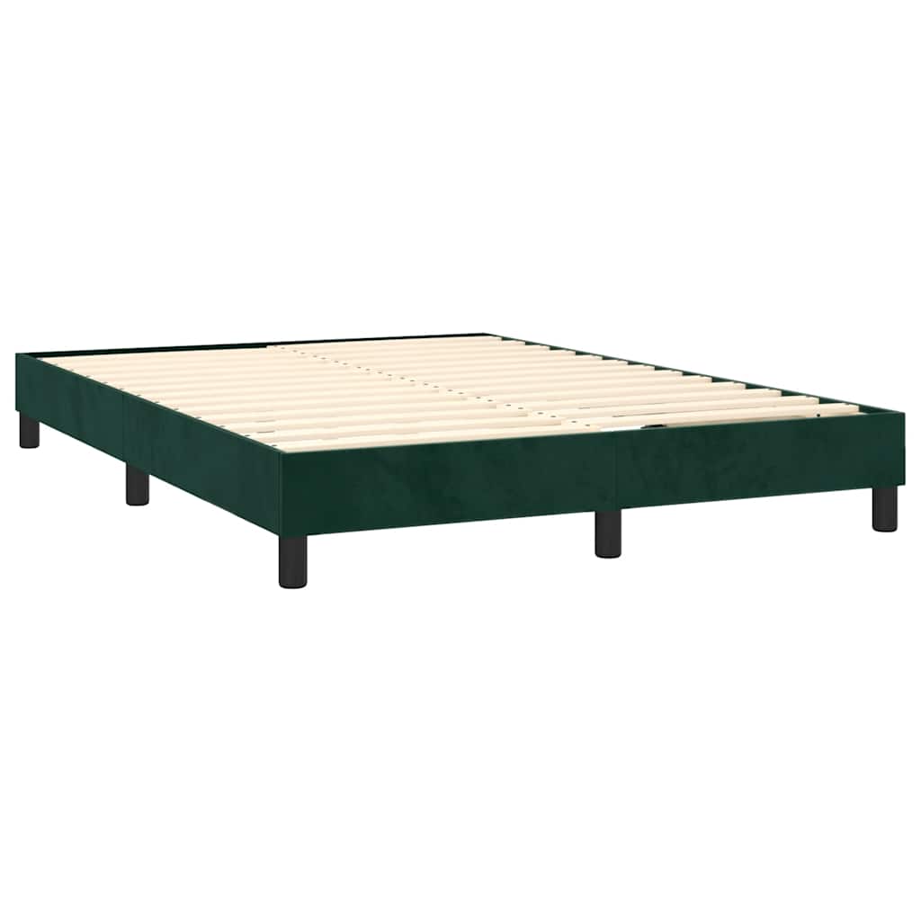 Letto a Molle con Materasso e LED Verde Scuro 140x200cm Velluto | homemem39