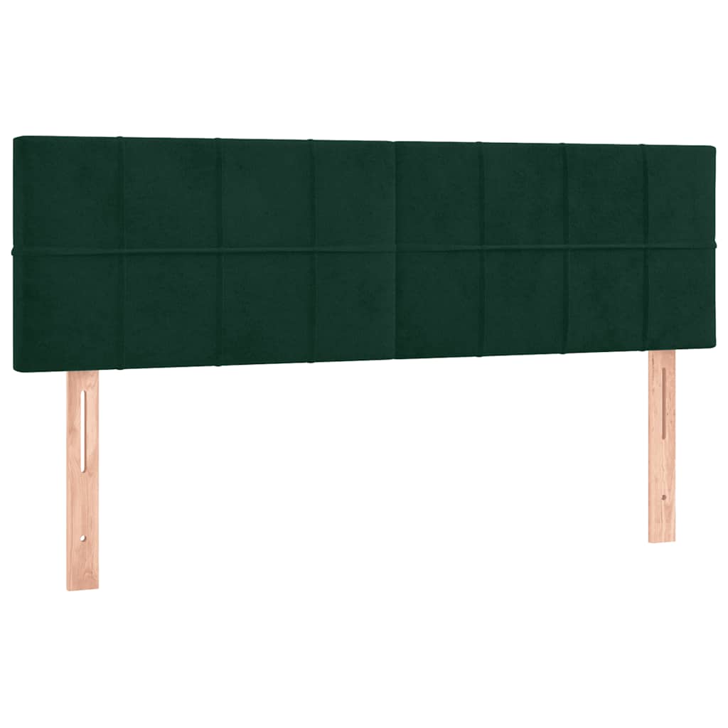 Letto a Molle con Materasso e LED Verde Scuro 140x200cm Velluto