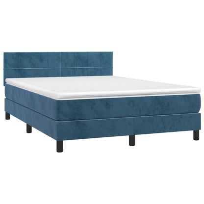 Letto a Molle con Materasso e LED Blu Scuro 140x200 cm - homemem39