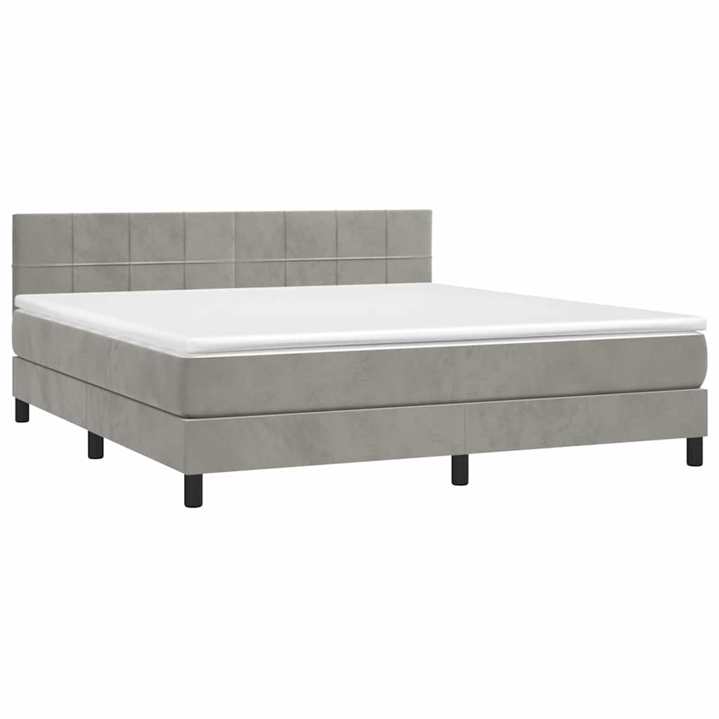 Letto a Molle con Materasso e LED Grigio Chiaro 160x200 cm