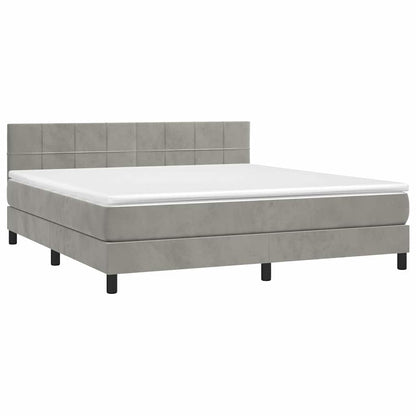 Letto a Molle con Materasso e LED Grigio Chiaro 160x200 cm