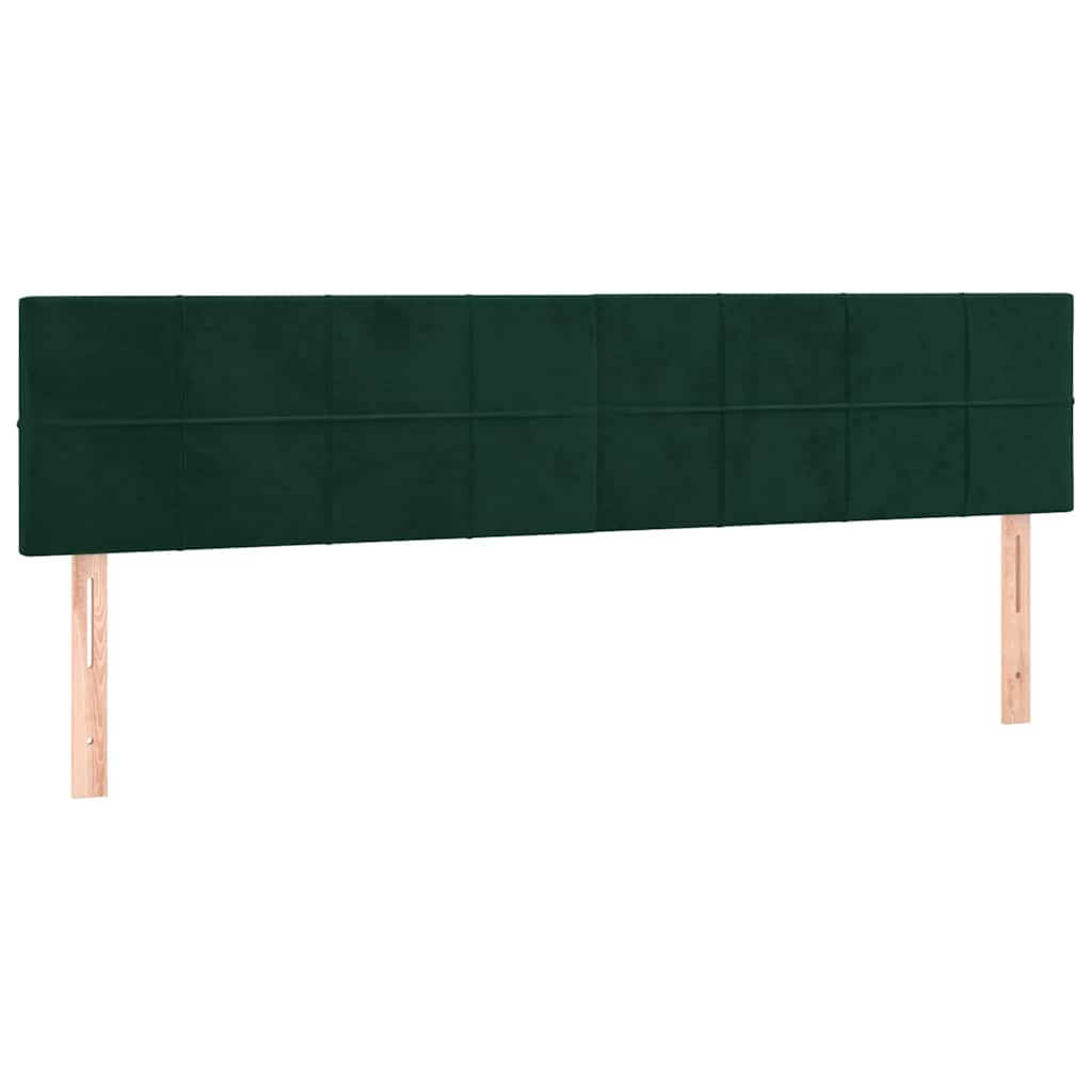 Letto a Molle con Materasso e LED Verde Scuro 160x200cm Velluto