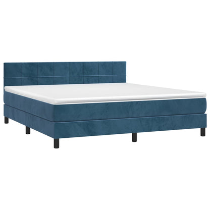 Letto a Molle con Materasso e LED Blu Scuro 180x200 cm - homemem39