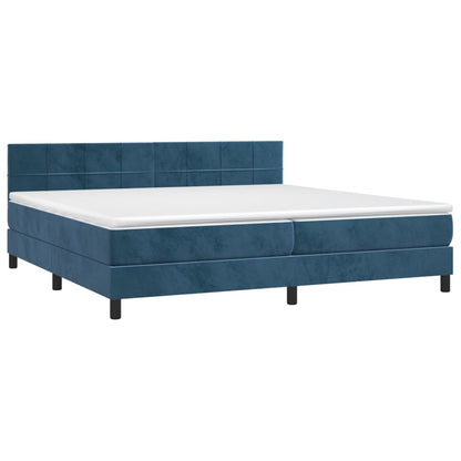 Letto a Molle con Materasso e LED Blu Scuro 200x200 cm - homemem39