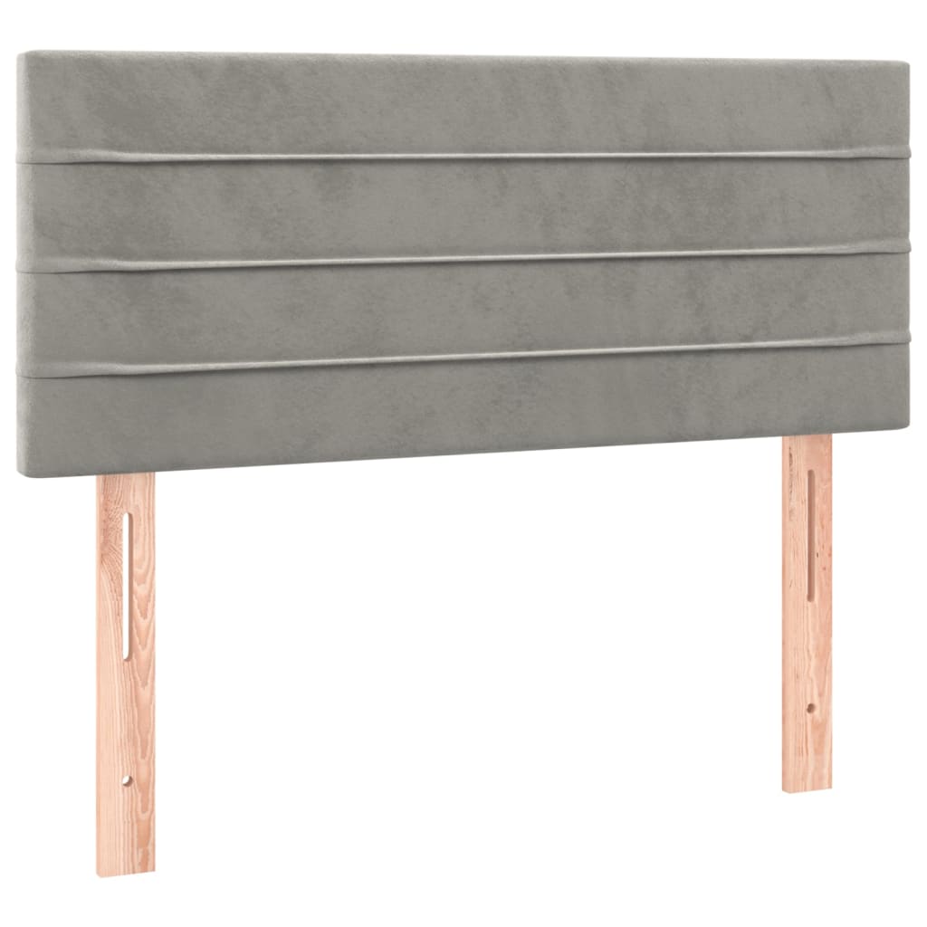 Letto a Molle con Materasso e LED Grigio Chiaro 90x200 cm Velluto