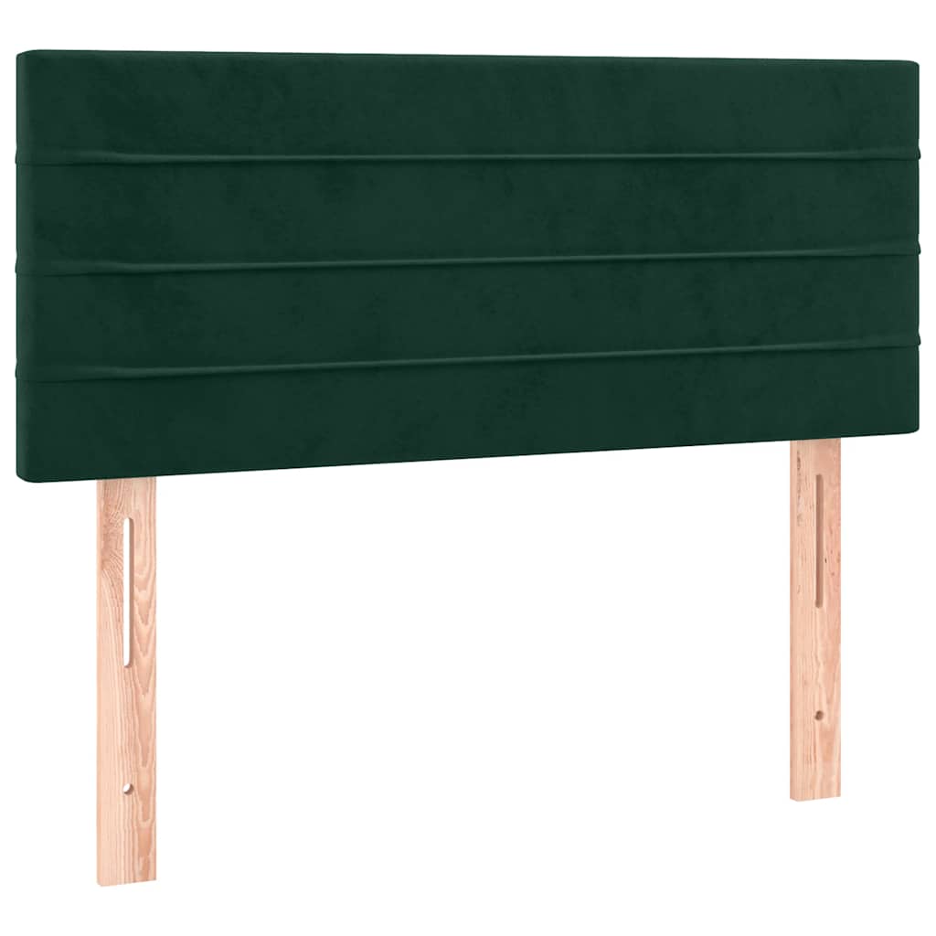 Letto a Molle con Materasso e LED Verde Scuro 100x200cm Velluto