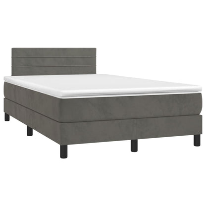 Letto a Molle con Materasso e LED Grigio Scuro 120x200 cm