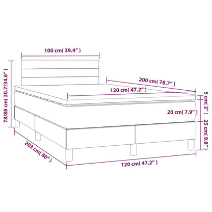 Letto a Molle con Materasso e LED Verde Scuro 120x200cm Velluto