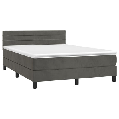 Letto a Molle con Materasso e LED Grigio Scuro 140x190 cm - homemem39