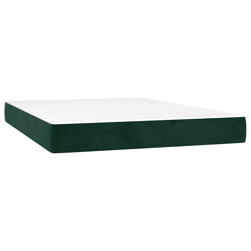 Letto a Molle con Materasso e LED Verde Scuro 140x190cm Velluto | homemem39