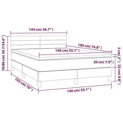 Letto a Molle con Materasso e LED Blu Scuro 140x190 cm | homemem39