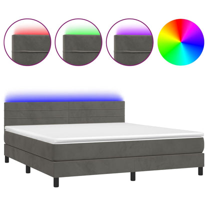 Letto a Molle con Materasso e LED Grigio Scuro 160x200 cm - homemem39