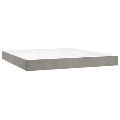 Letto a Molle con Materasso e LED Grigio Chiaro 180x200 cm Velluto