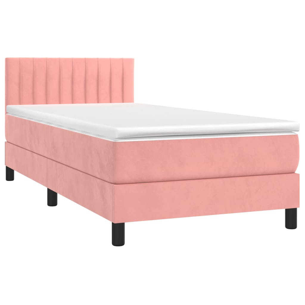 Letto a Molle con Materasso e LED Rosa 80x200 cm in Velluto | homemem39