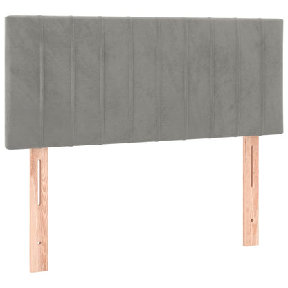 Letto a Molle con Materasso e LED Grigio Chiaro 90x200 cm Velluto