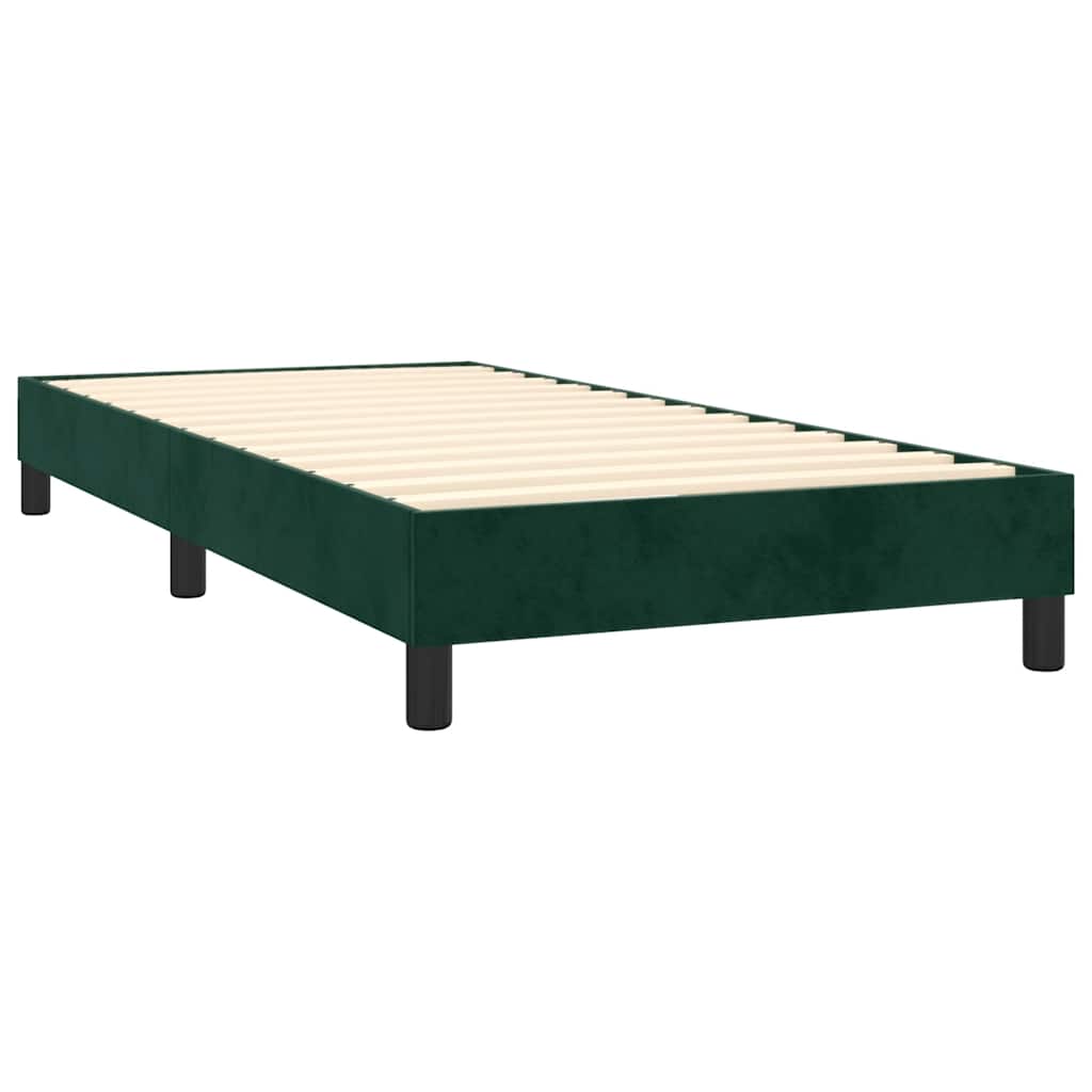 Letto a Molle con Materasso e LED Verde Scuro 90x200cm Velluto
