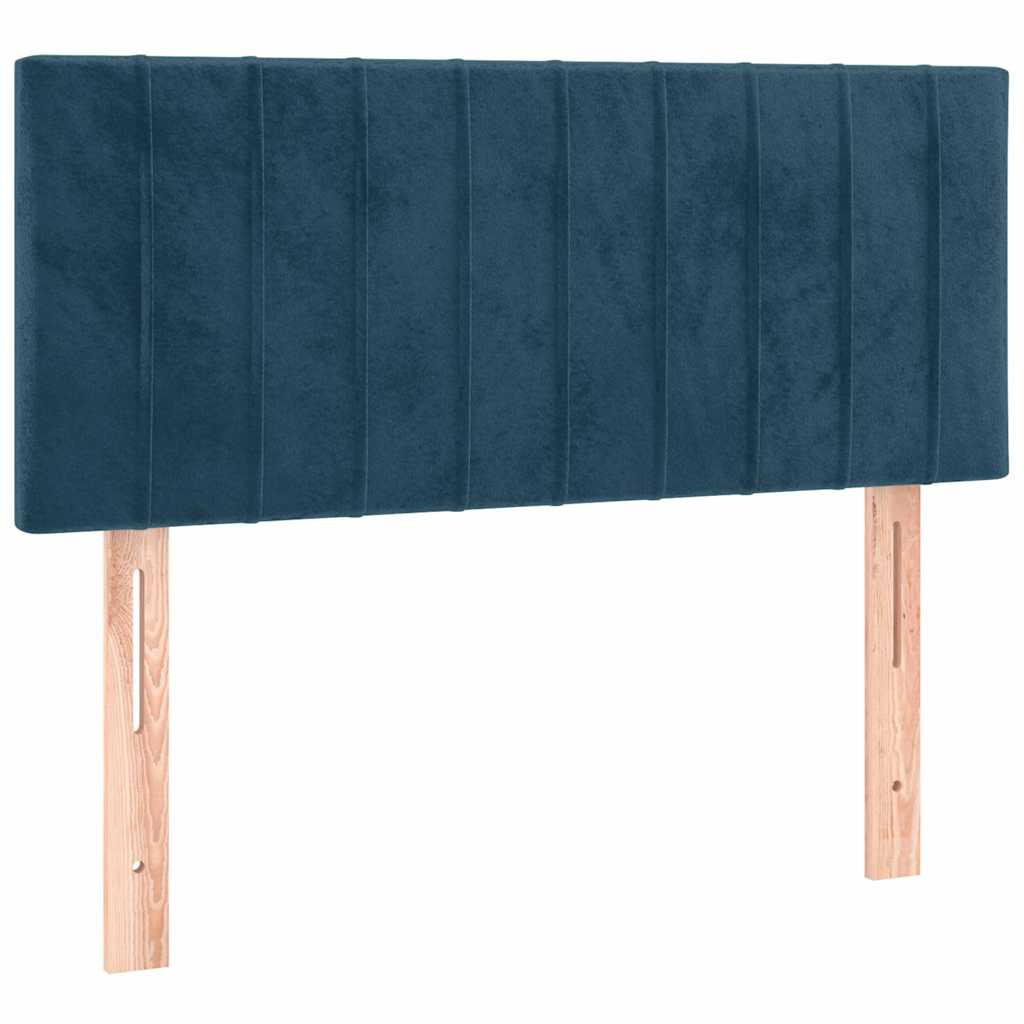 Letto a Molle con Materasso e LED Blu Scuro 90x200cm in Velluto