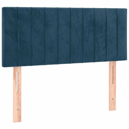Letto a Molle con Materasso e LED Blu Scuro 90x200cm in Velluto