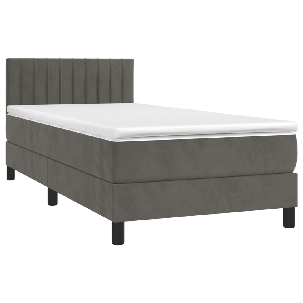 Letto a Molle con Materasso e LED Grigio Scuro 100x200 cm - homemem39