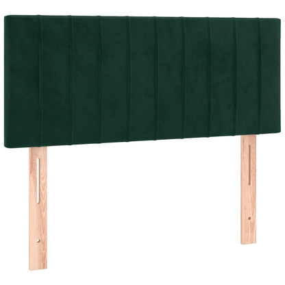 Letto a Molle con Materasso e LED Verde Scuro 100x200cm Velluto