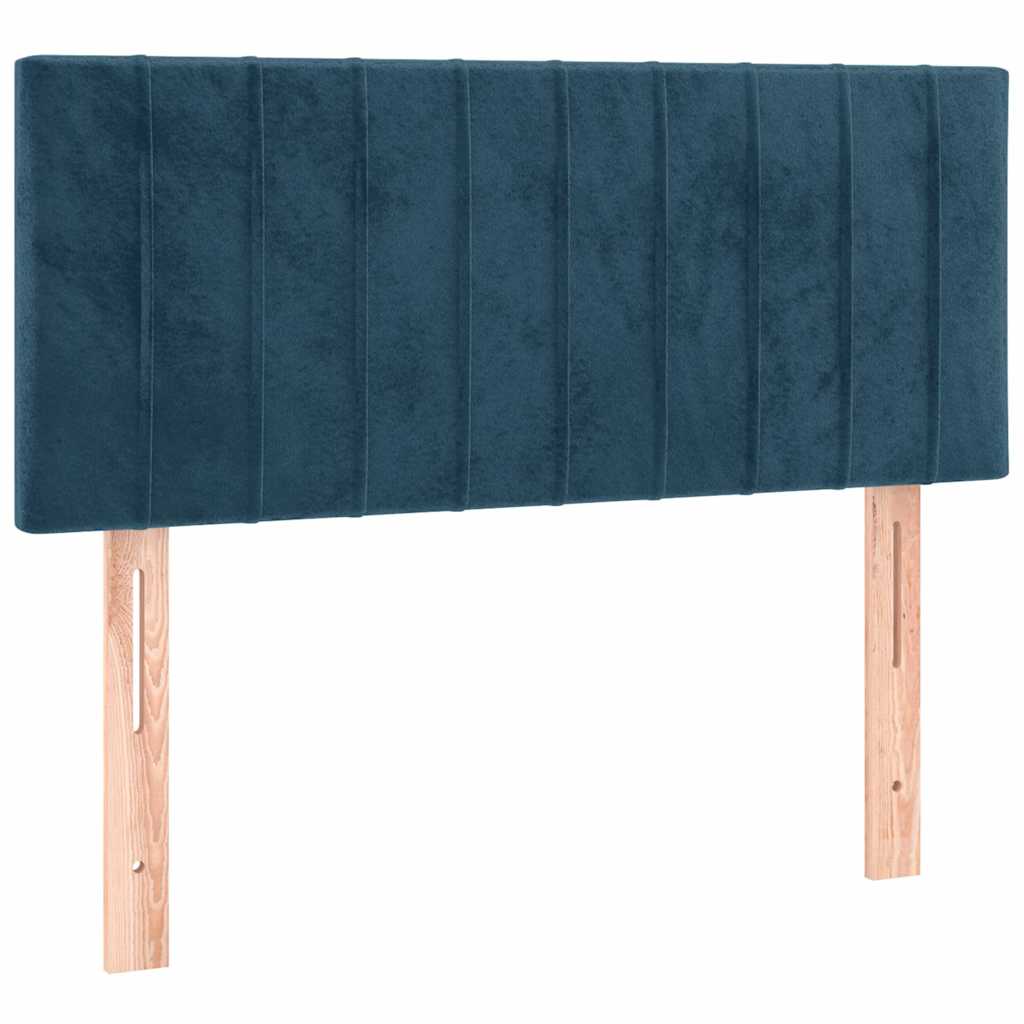 Letto a Molle con Materasso e LED Blu Scuro 100x200 cm