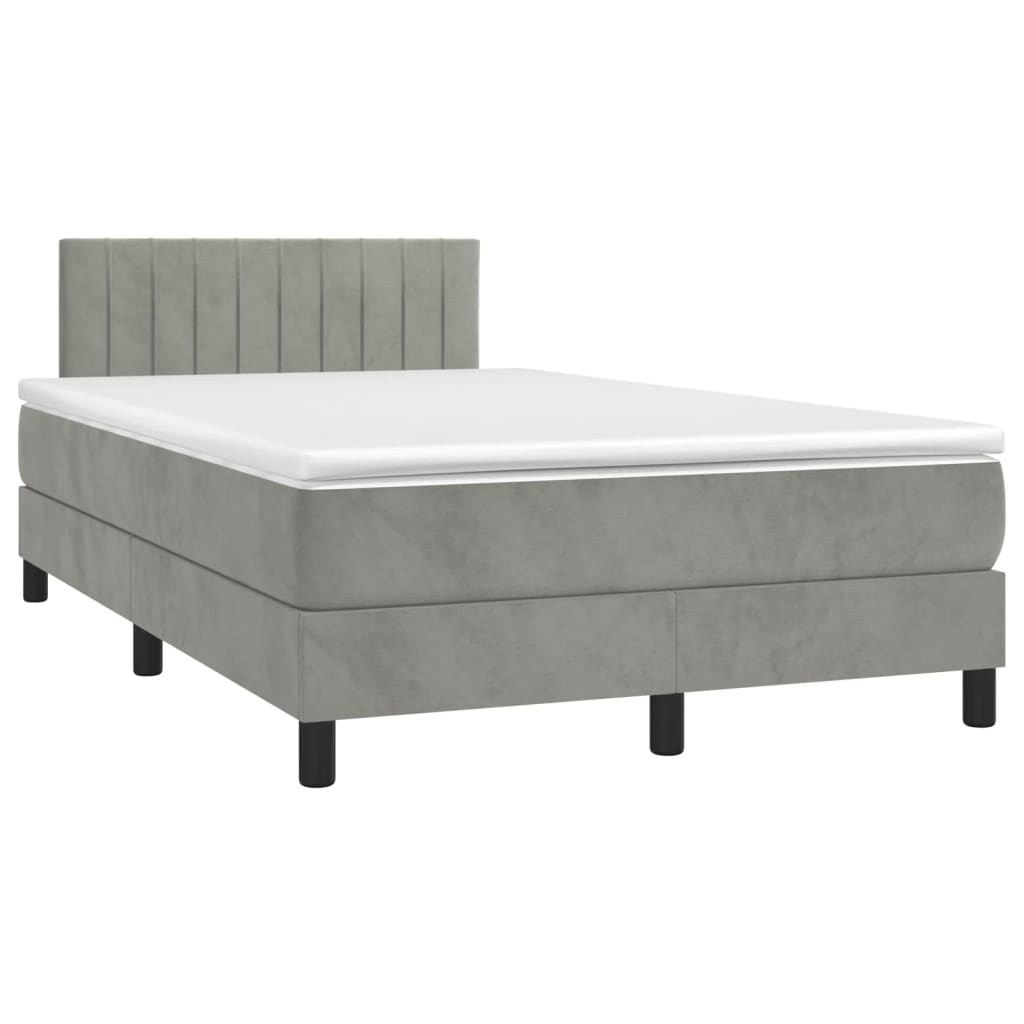 Letto a Molle Materasso e LED Grigio Chiaro 120x200 cm Velluto - homemem39