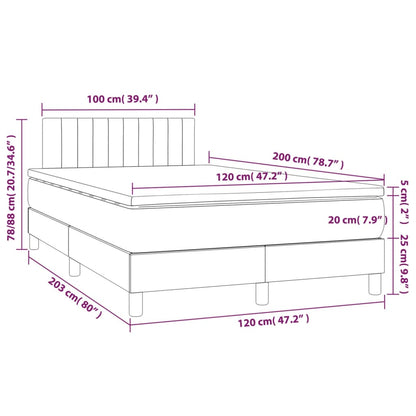 Letto a Molle Materasso e LED Grigio Chiaro 120x200 cm Velluto - homemem39