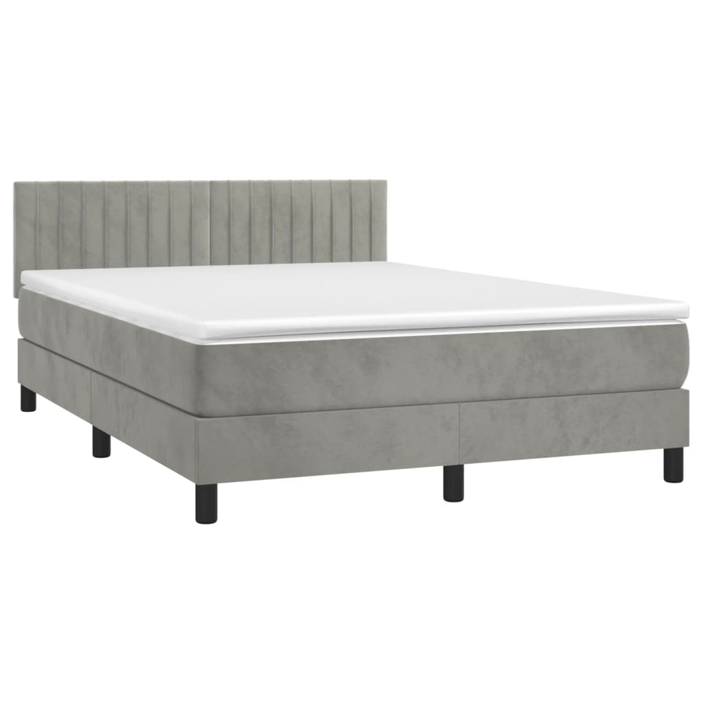 Letto a Molle con Materasso e LED Grigio Chiaro 140x190 cm Velluto - homemem39