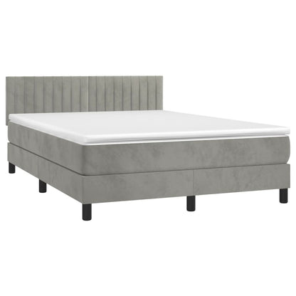 Letto a Molle con Materasso e LED Grigio Chiaro 140x190 cm Velluto - homemem39