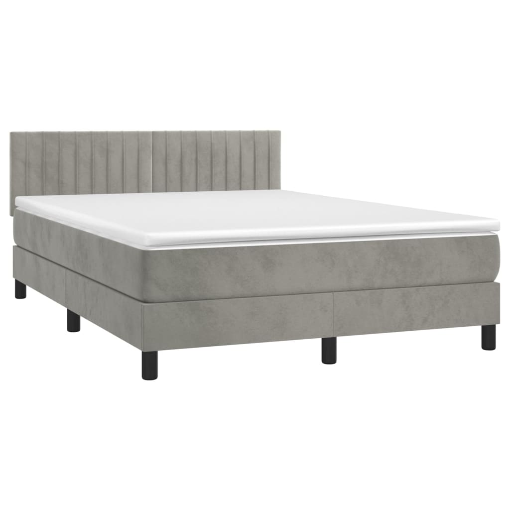 Letto a Molle con Materasso e LED Grigio Chiaro 140x200 cm Velluto - homemem39