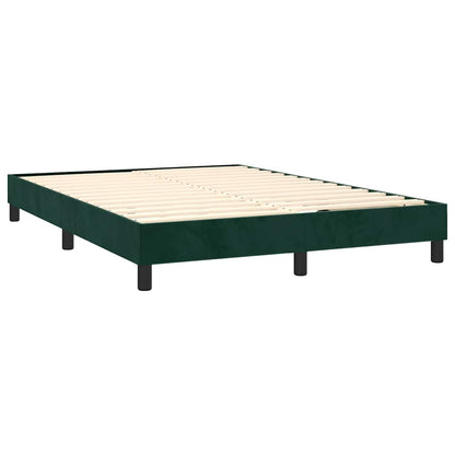 Letto a Molle con Materasso e LED Verde Scuro 140x200cm Velluto