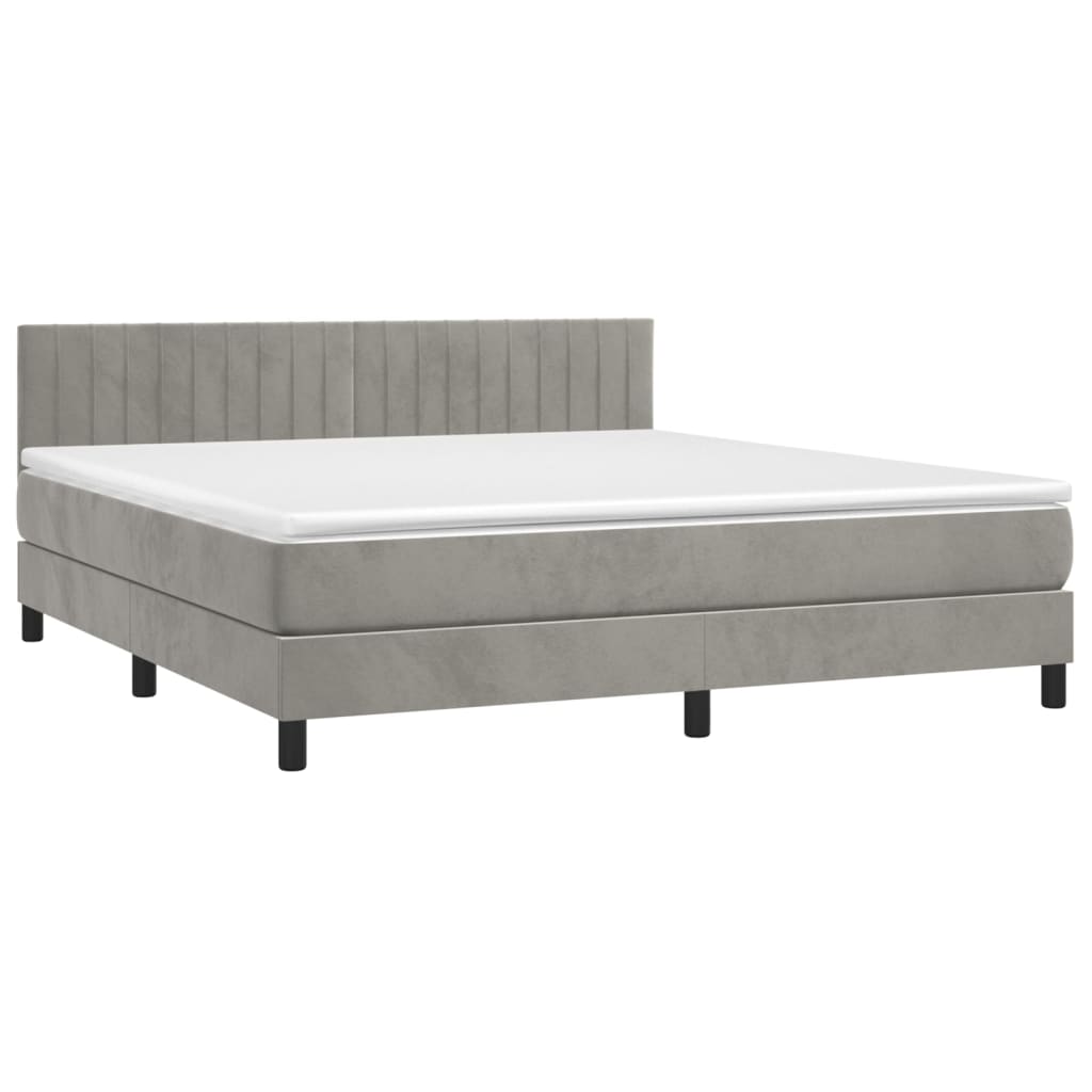 Letto a Molle con Materasso e LED Grigio Chiaro 160x200 cm Velluto - homemem39