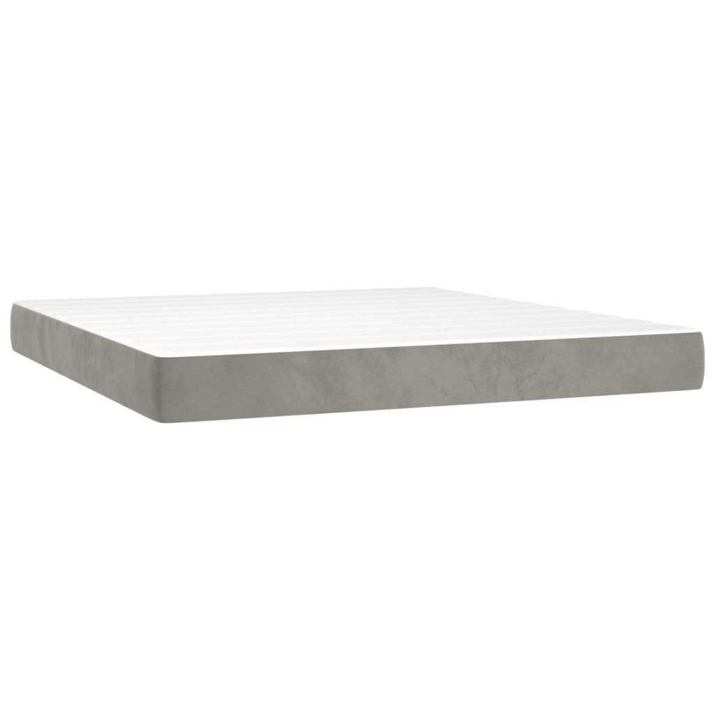 Letto a Molle con Materasso e LED Grigio Chiaro 160x200 cm Velluto