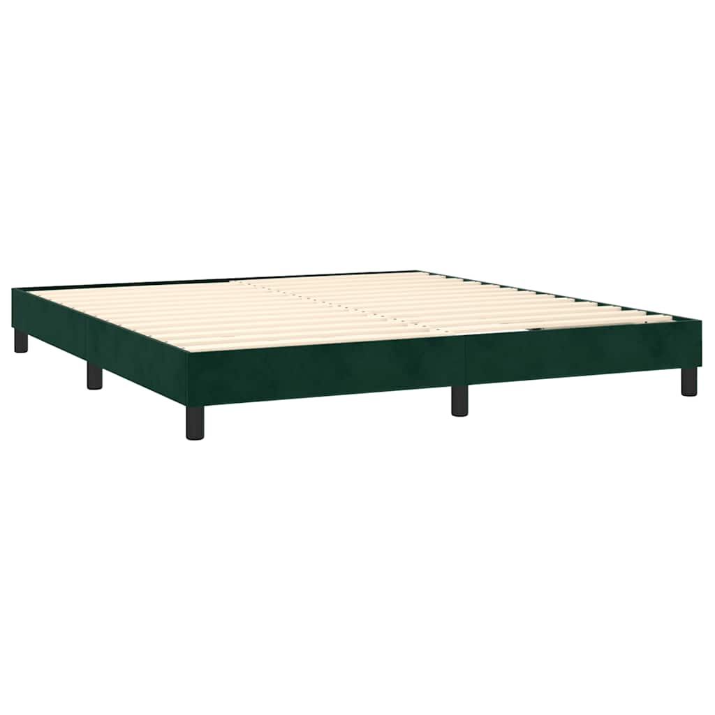 Letto a Molle con Materasso e LED Verde Scuro 180x200cm Velluto