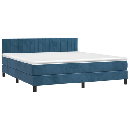 Letto a Molle con Materasso e LED Blu Scuro 180x200 cm - homemem39