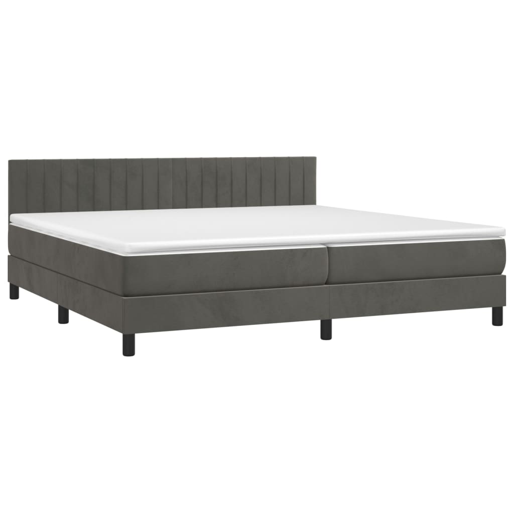 Letto a Molle con Materasso e LED Grigio Scuro 200x200 cm - homemem39