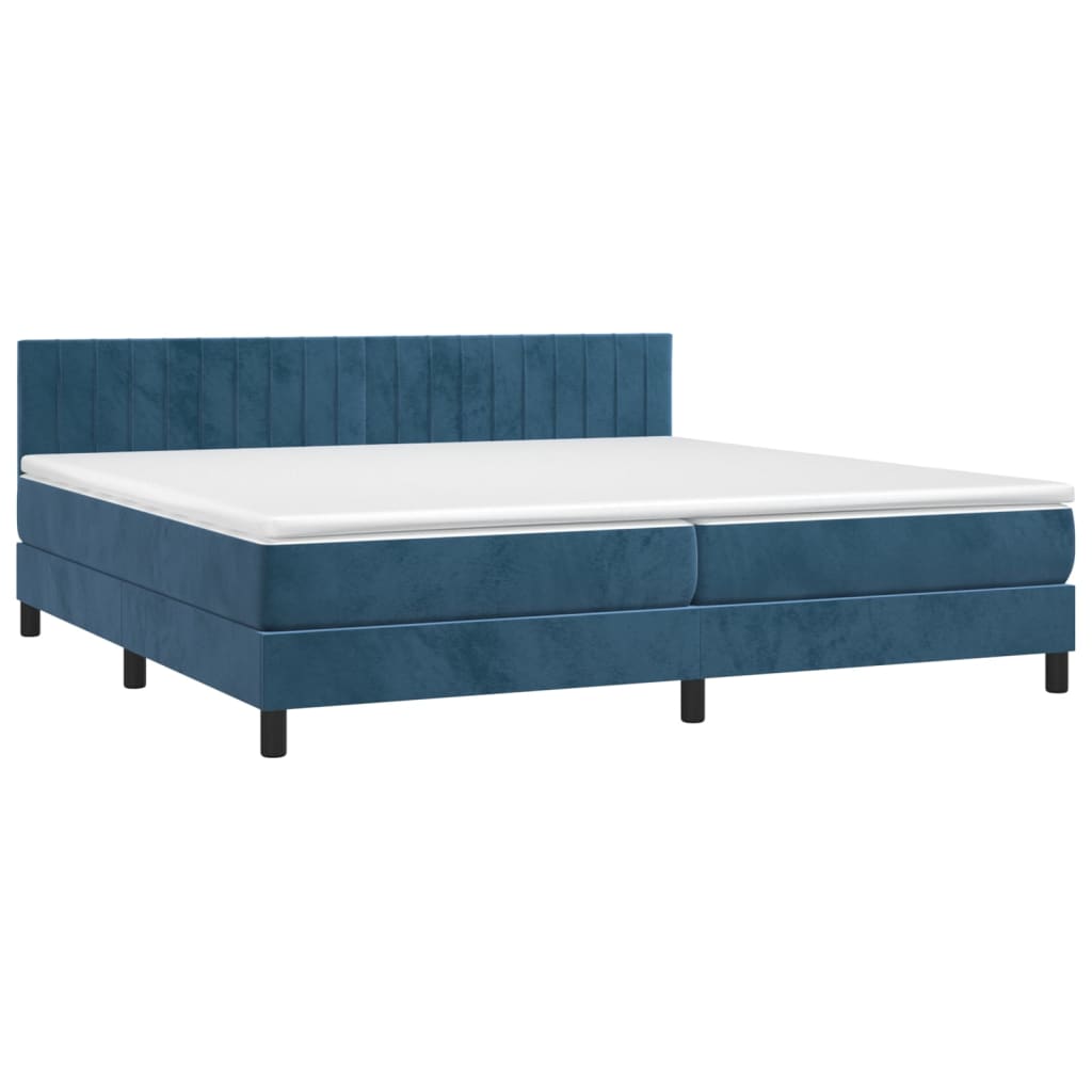 Letto a Molle con Materasso e LED Blu Scuro 200x200 cm - homemem39