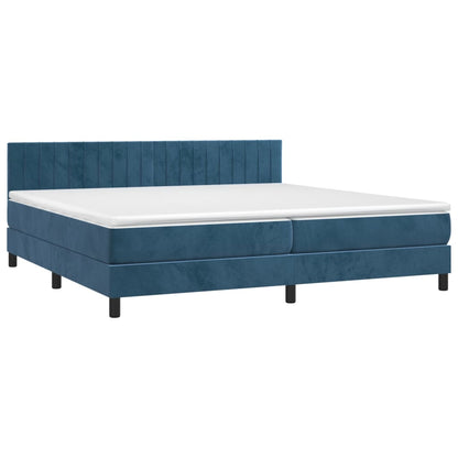 Letto a Molle con Materasso e LED Blu Scuro 200x200 cm - homemem39