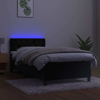 Letto a Molle con Materasso e LED Nero 80x200 cm in Velluto