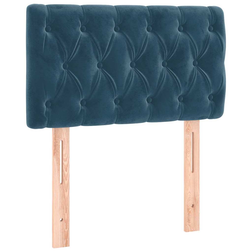 Letto a Molle con Materasso e LED Blu Scuro 80x200cm in Velluto