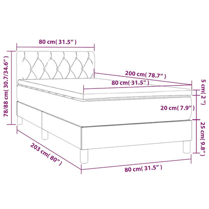Letto a Molle con Materasso e LED Blu Scuro 80x200cm in Velluto | homemem39